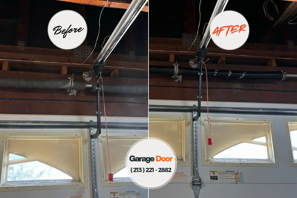 Before and after: garage door repair Alexandria Bay, NY